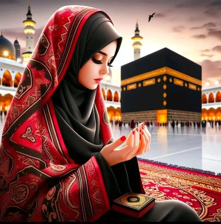 Kabe'de dua eden kız.webp